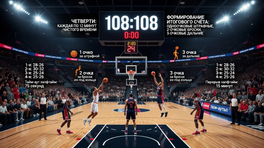 Сколько длится четверть в NBA? Как формируется итоговый счёт баскетбольного матча